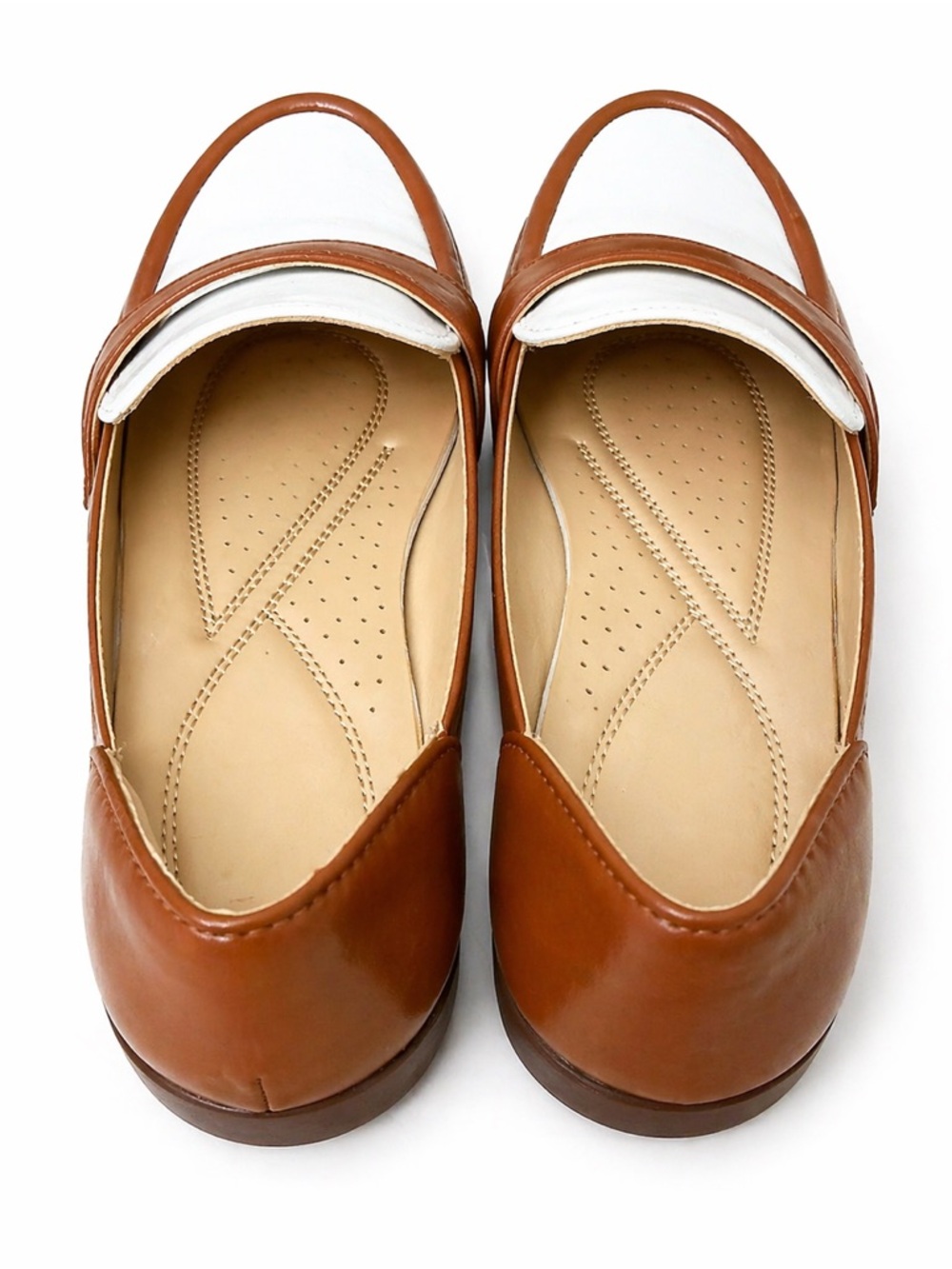 Leona penny loafers by Just Fab brand new with tags size 7.5 in brown and white - Picture 4 of 5